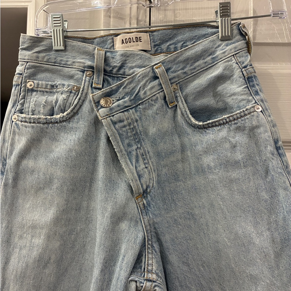 Women’s AGolde Criss Cross Upside Jean Size 23 (pre-owned) Light Denim